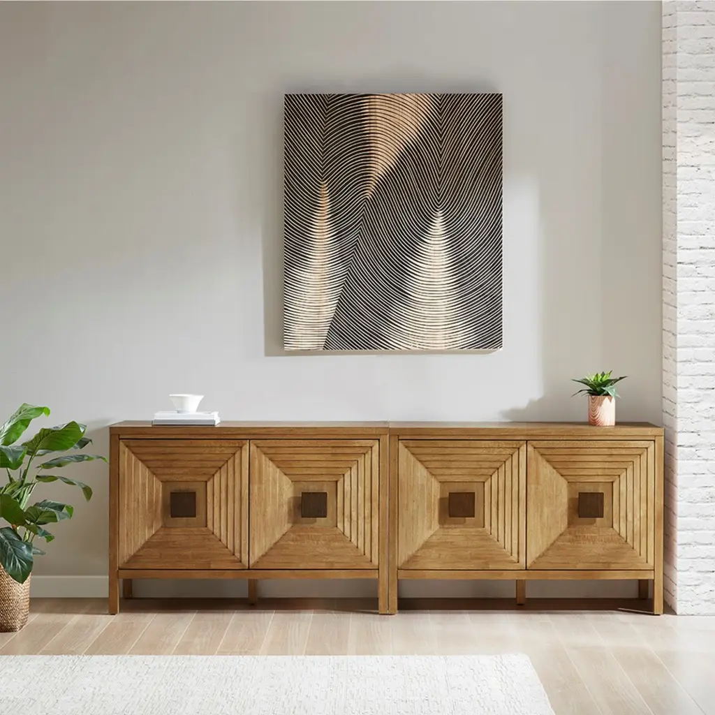2 Door Accent Cabinet Adjustable Shelves Natural Wood Storage Cabinet jla