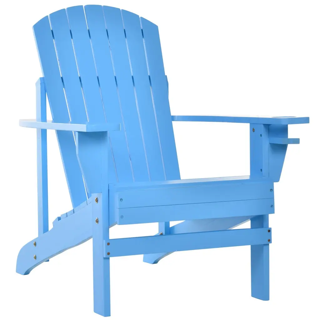 Outsunny Wooden Adirondack Chair Outdoor Patio Lawn Chair Cup Holder aosom business