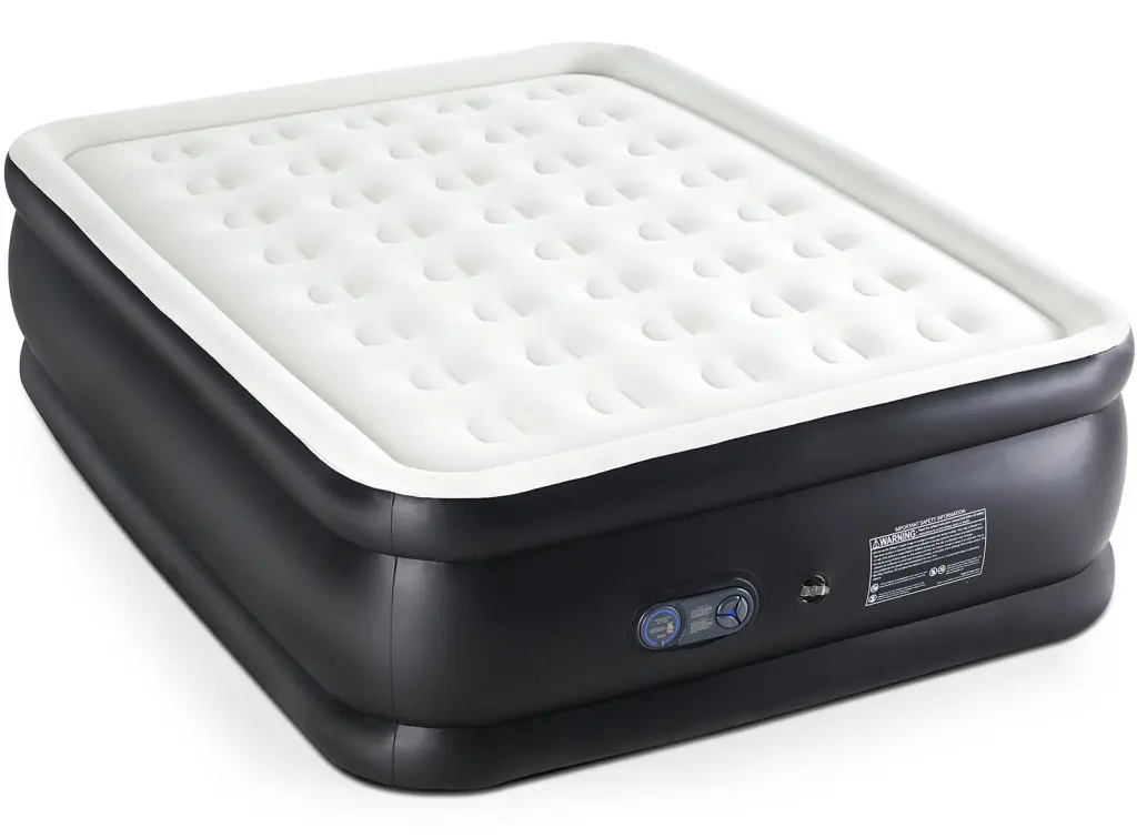 Inflatable Air Mattress Built- Pump Twin Size 16In Black PVC w2201