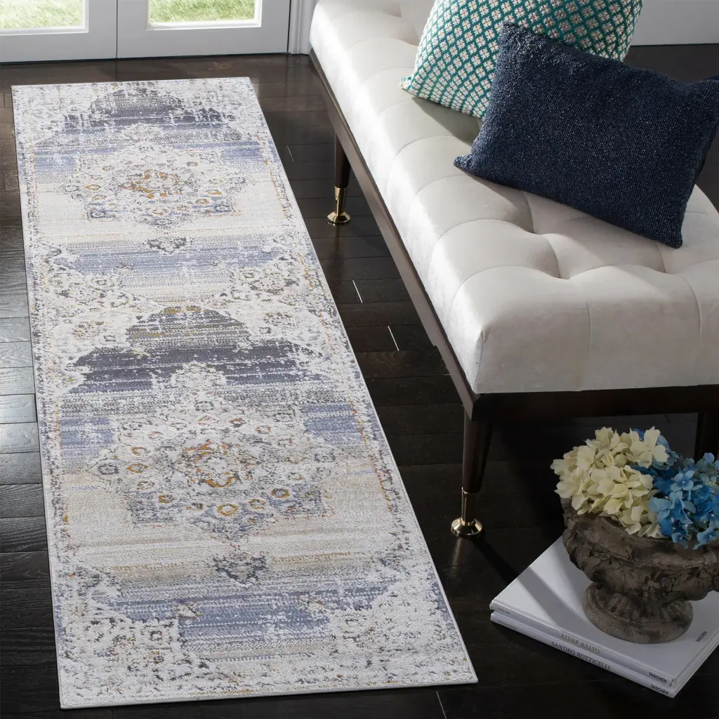 2x8 Cream Gold Medallion Non-Shedding Area Rug Living Room Bedroom Dining Home naar rug