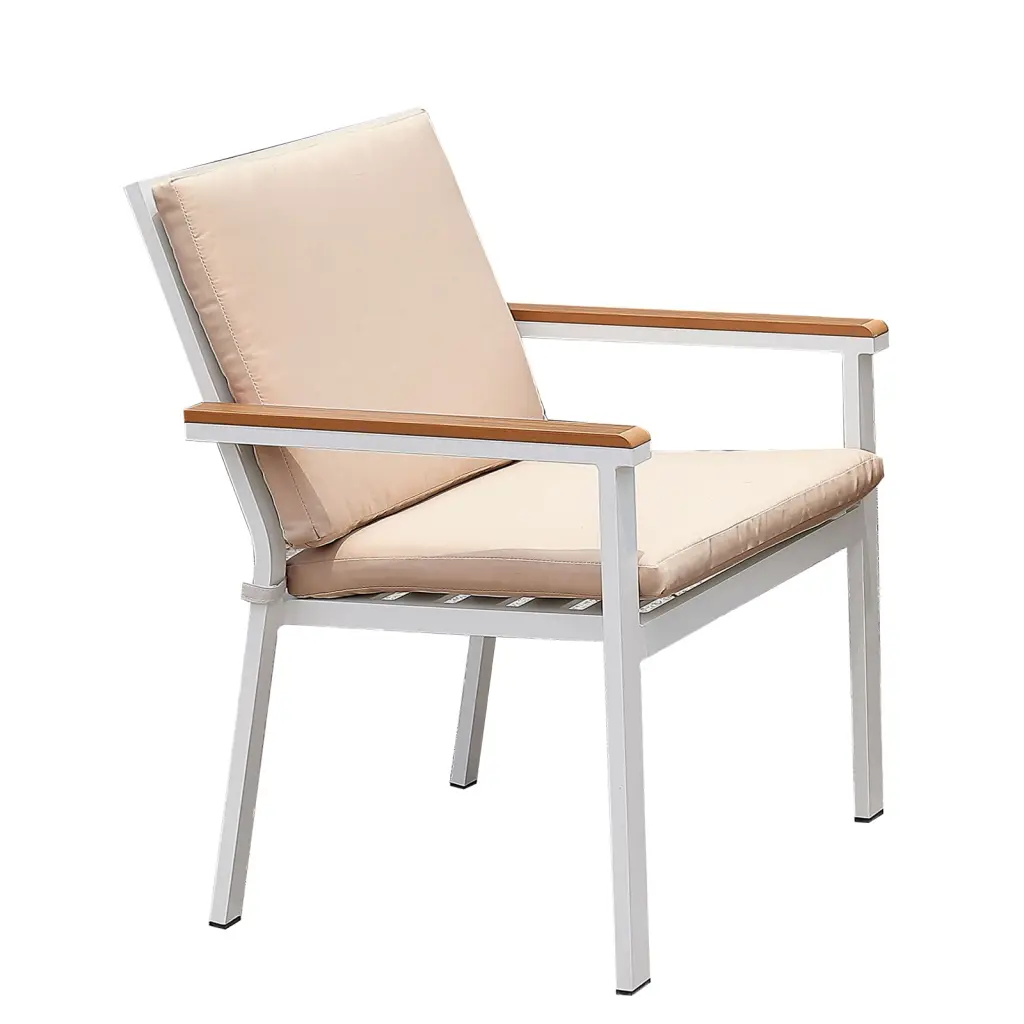 27 Inch Aluminum Frame Arm Chair Outdoor Cushions Set 2 White royal hampton