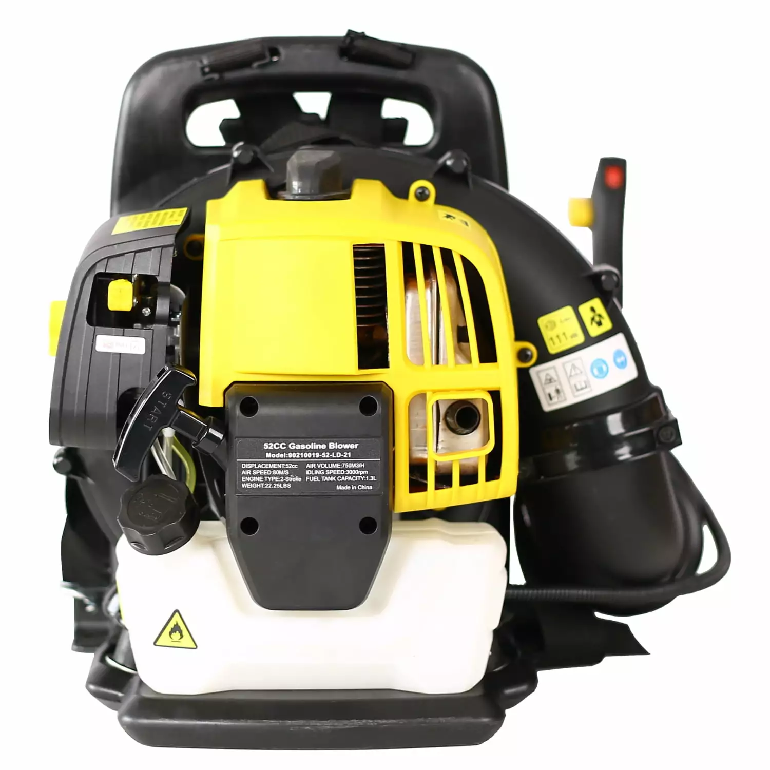 [US STOCK] Backpack Leaf 52CC 2 Stroke Gas-poweYellow Leaf Blower Leaves Snow Dust. Blower Extention Tube. Adjustable Hand...