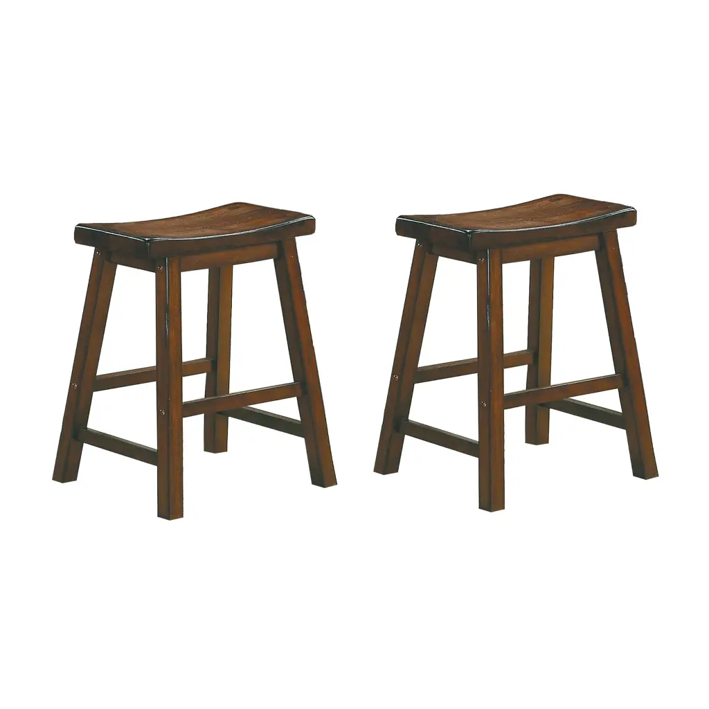 18 Inch Height Saddle Seat Stools 2 Piece Set Solid Wood Cherry Finish Counter Stools kanepe