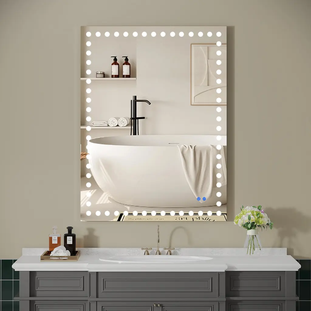 40X32 Inch LED Lit Bathroom Mirror Wall Mounted Anti Fog Memory Rectangle e-tron