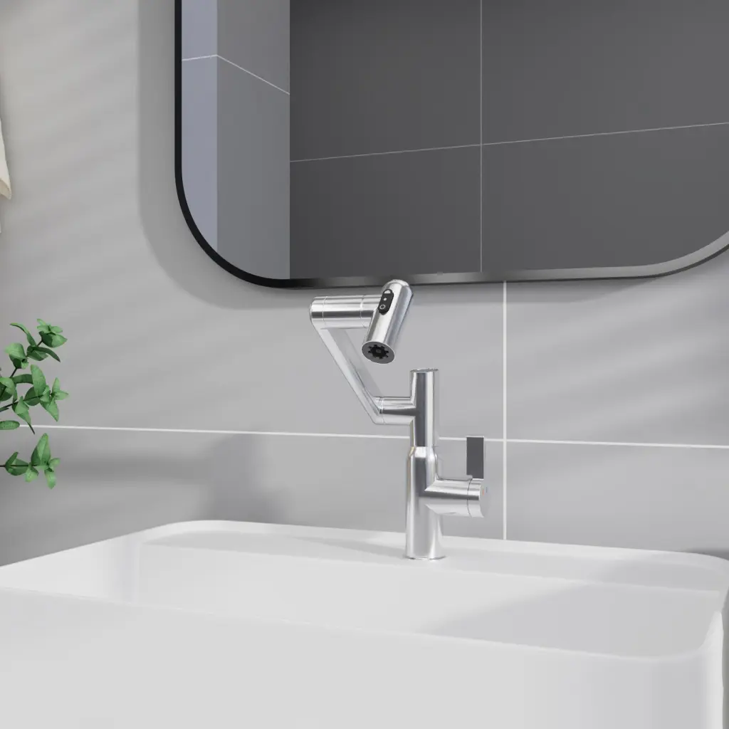 Chrome Bathroom Sink Faucet Spray Function and Temperature Display sihua sanitary ware