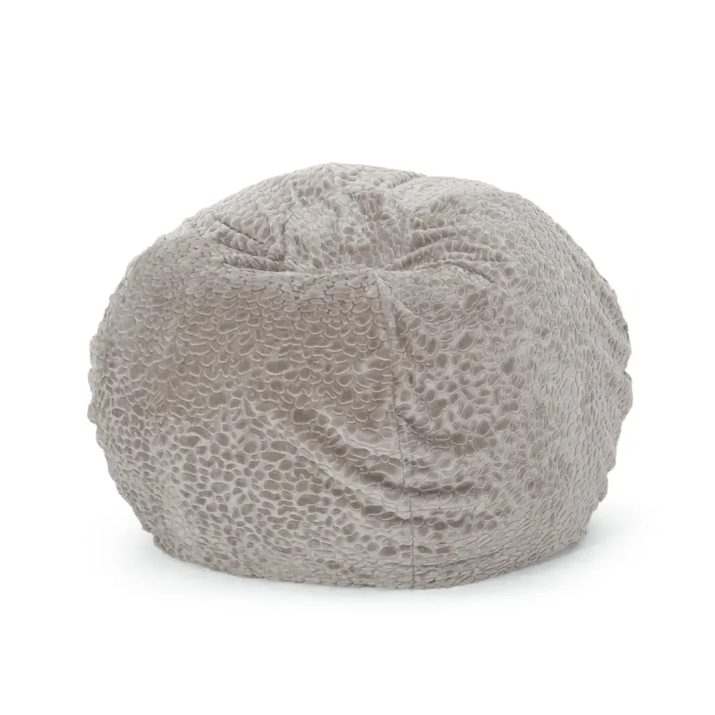 Nectar 5 Foot Rounded Short Faux Fur Bean Bag Gray Pebble Pattern bazar