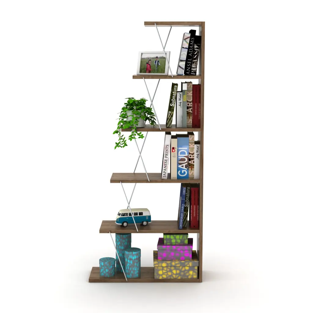 Furnish Home Store Modern 5 Tier Ladder Bookshelf Narrow Space Organizer furnia