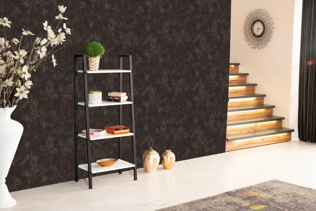 Leon 5 Tier Modern Ladder Bookshelf Arrangers Metal Frame Bookshelf Home Office Storage furnia