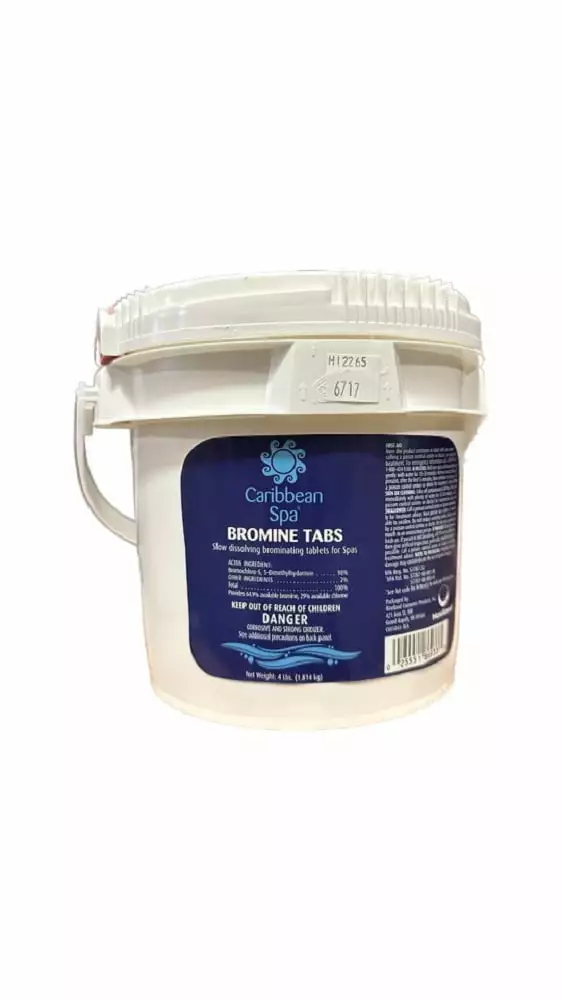 Caribbean Spa Bromine Slow-Dissolving Hot Tub Tablets - 4LB Container - Spa Sanitizer