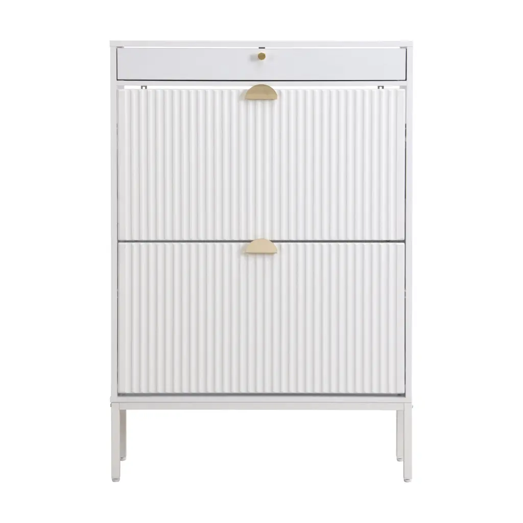 16 Pair Large Shoe Storage Cabinet White Flute Antique White Mdf qhome
