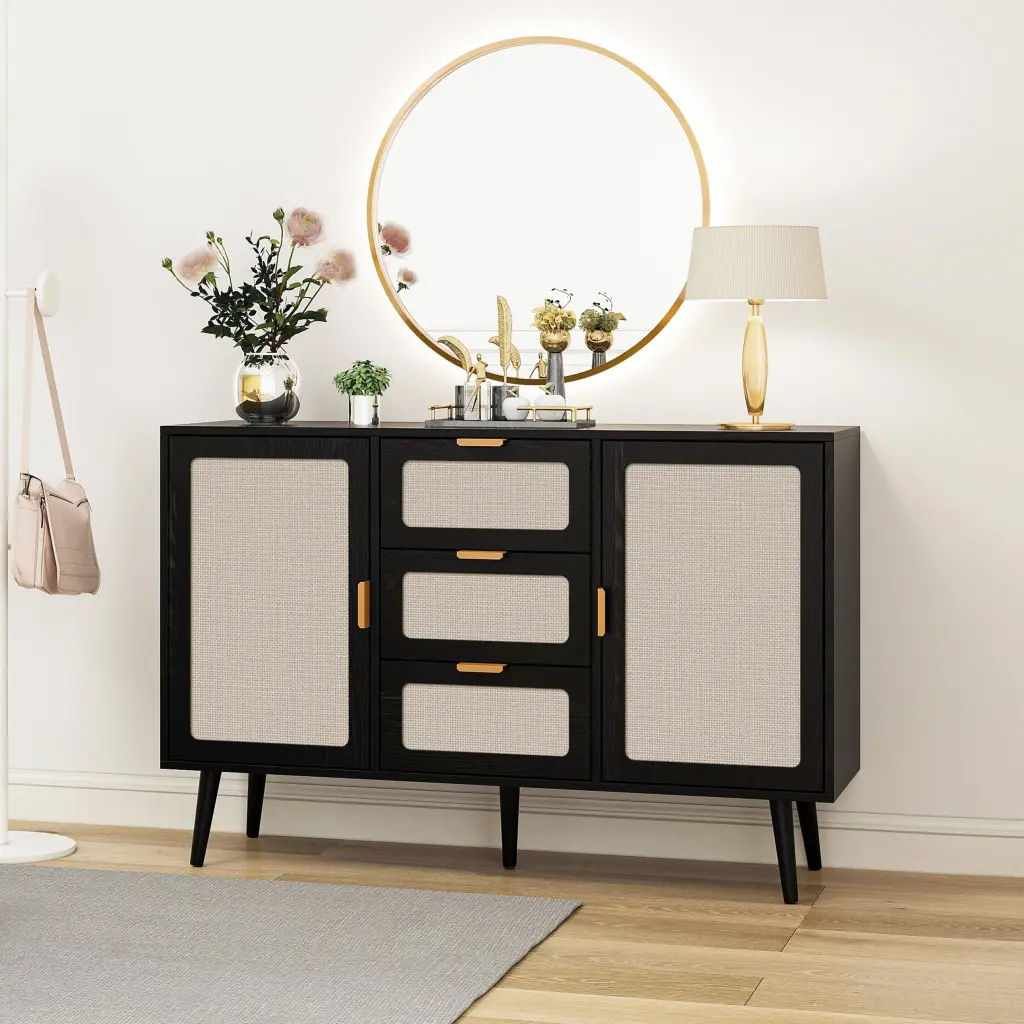 2 Door 3 Drawer Accent Storage Cabinet Suitable Living Room rnb