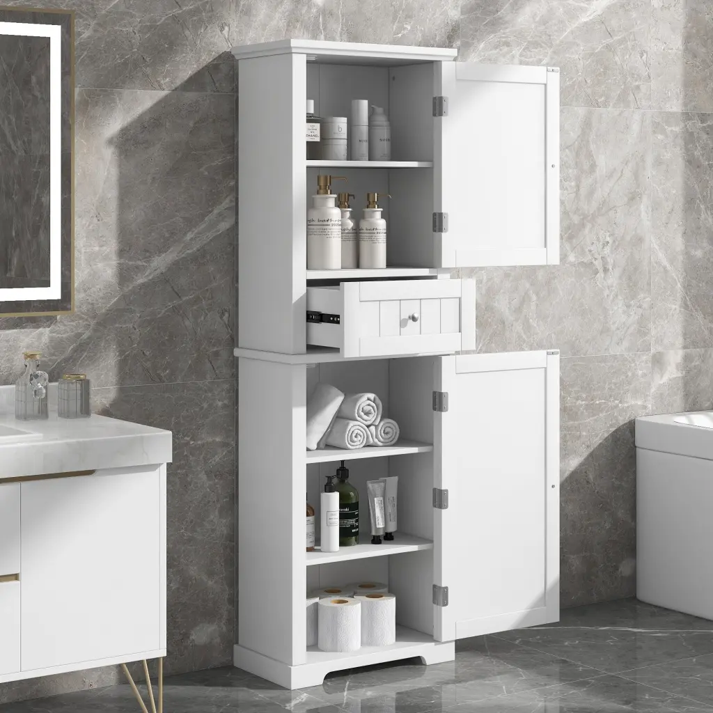Tall Bathroom Storage Cabinet Freestanding Organizer Drawers and Shelves rnb