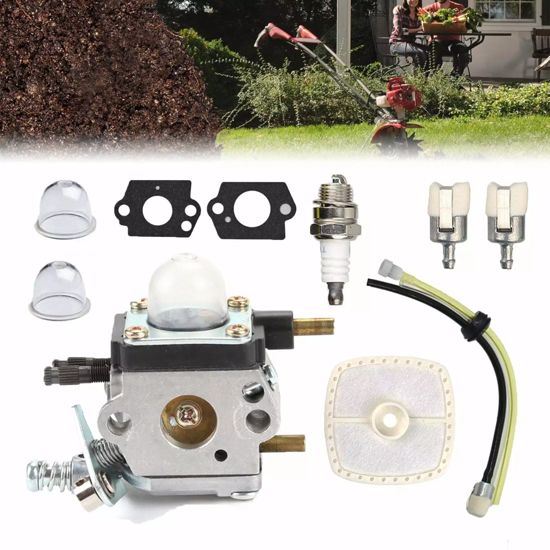 Carburetor 12520013124 C1U-K54A Carb Fit Echo & Mantis 2 Cycle Tillers Cultivators TC-210 TC-210i. TC-2100 SV-6. SV-5H/2. ...