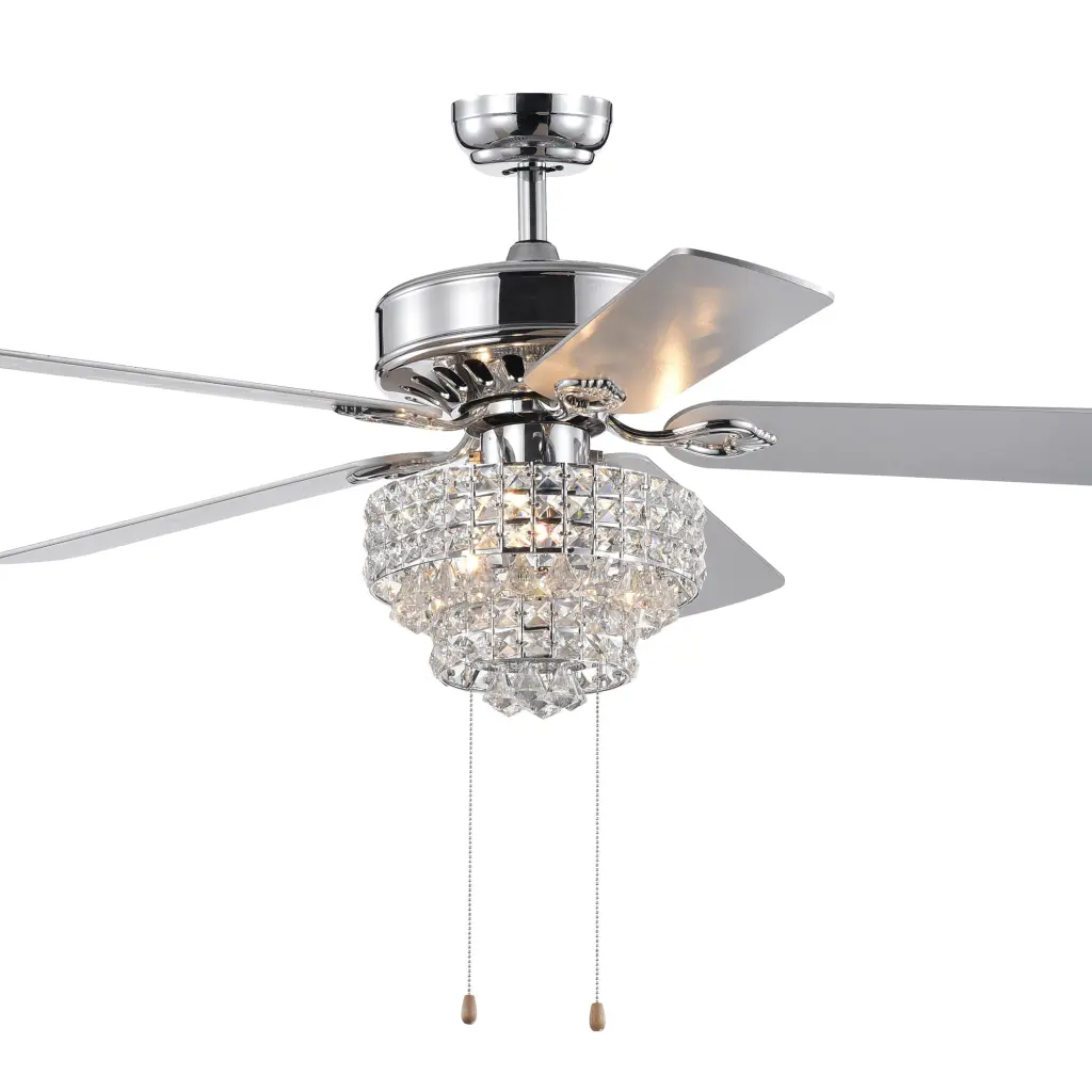 52 Inch Crystal Ceiling Fan Lamp Hand Pull Chain 3 Speed High Efficiency hengermei