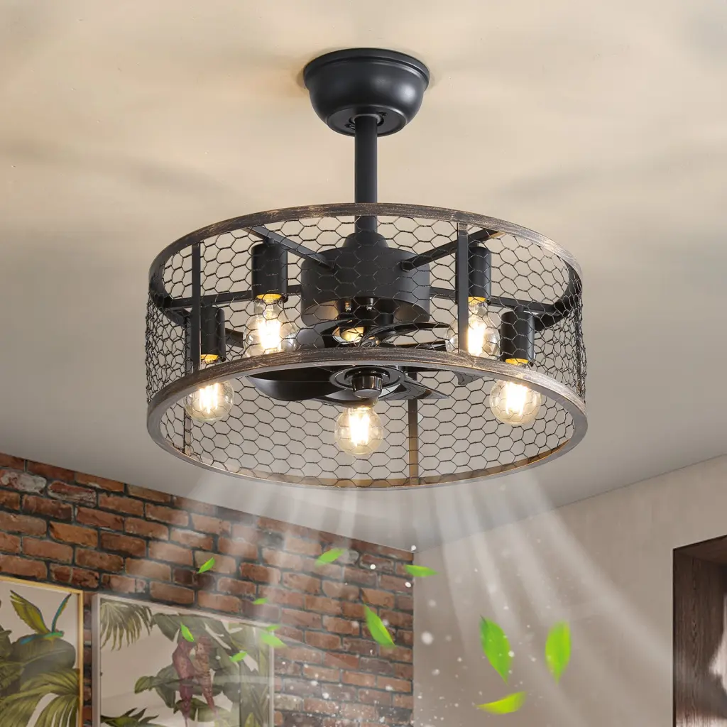 19.7In Timeless Ceiling Fan Light Black Gray Rustic Finish w1962 seehui lighting
