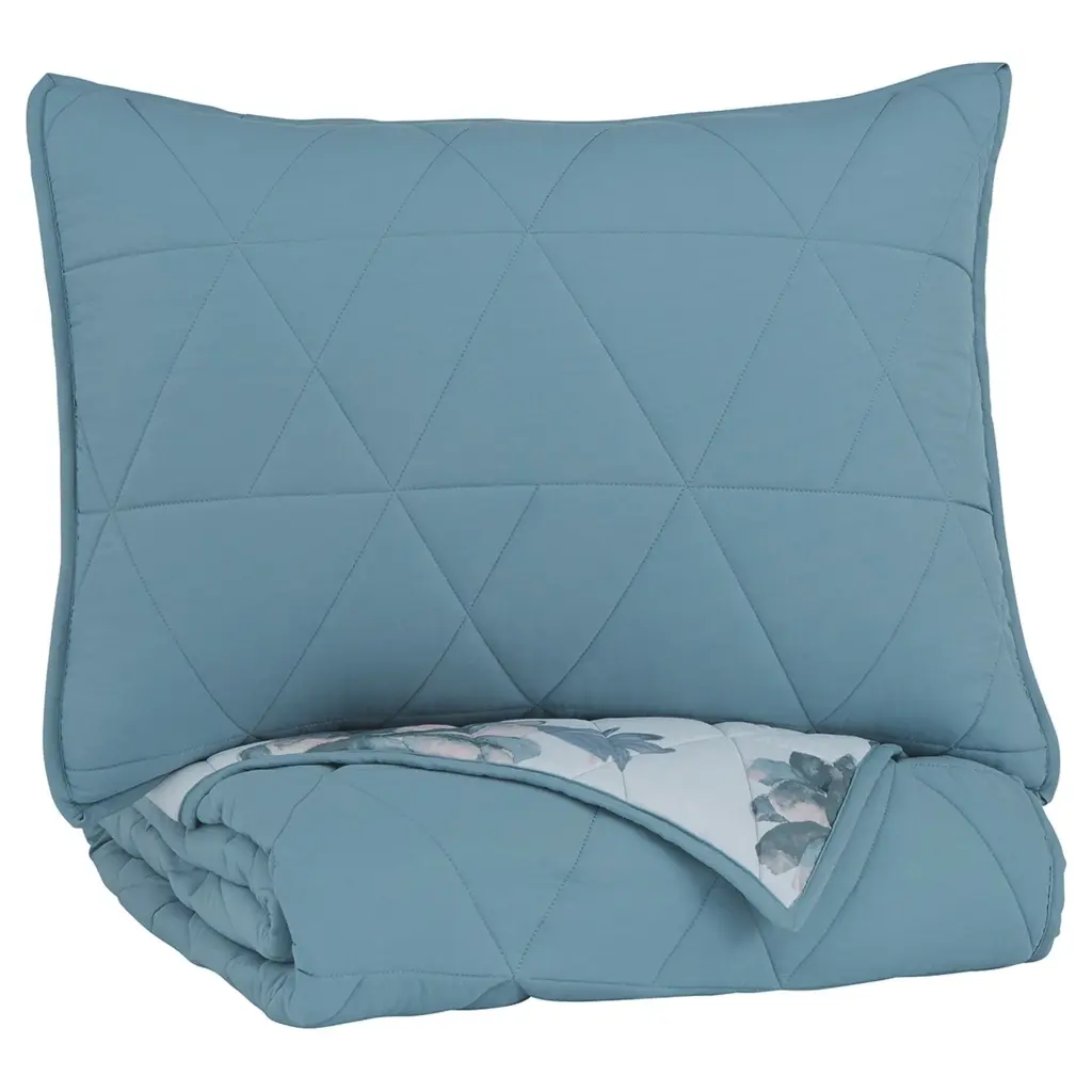 2 Piece Twin Easeer Set Geometric Stitching Blue Fabric Living Room Chairs royal hampton