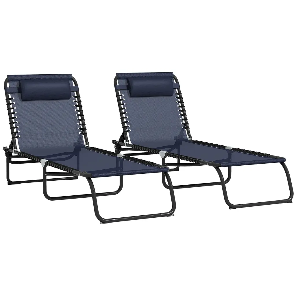 Outsunny Folding Chaise Lounge Pool Chair Set 2 Patio Sun Tanning aosom business