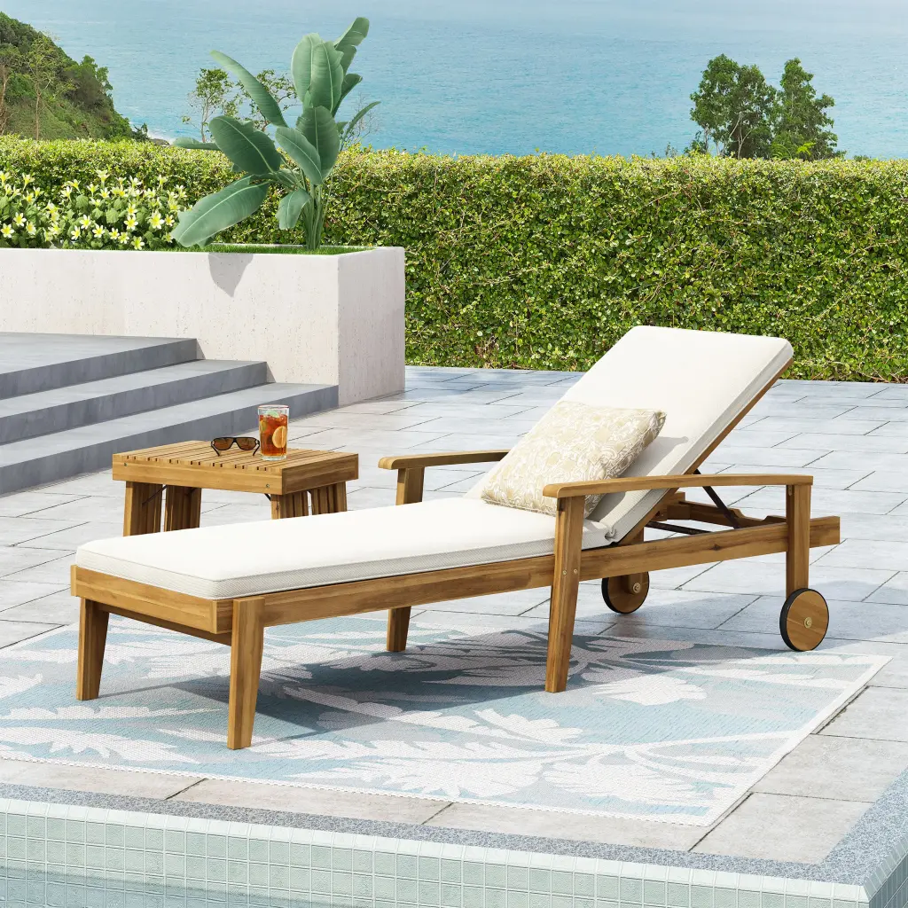 Jason Chaise Lounge Teak Material Outdoor Patio Furniture nh-comfortcove