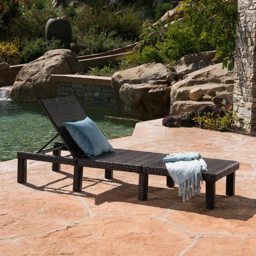 Jamaica Chaise Lounge Without Cushion Brown Rattan Outdoor Furniture nh-kisa