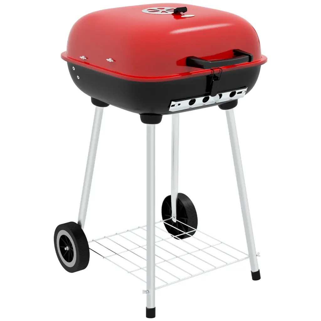 Outsunny Travel-friendly Charcoal Grill Bottom Shelf BBQ Smoker Outdoor Cooking aosom business