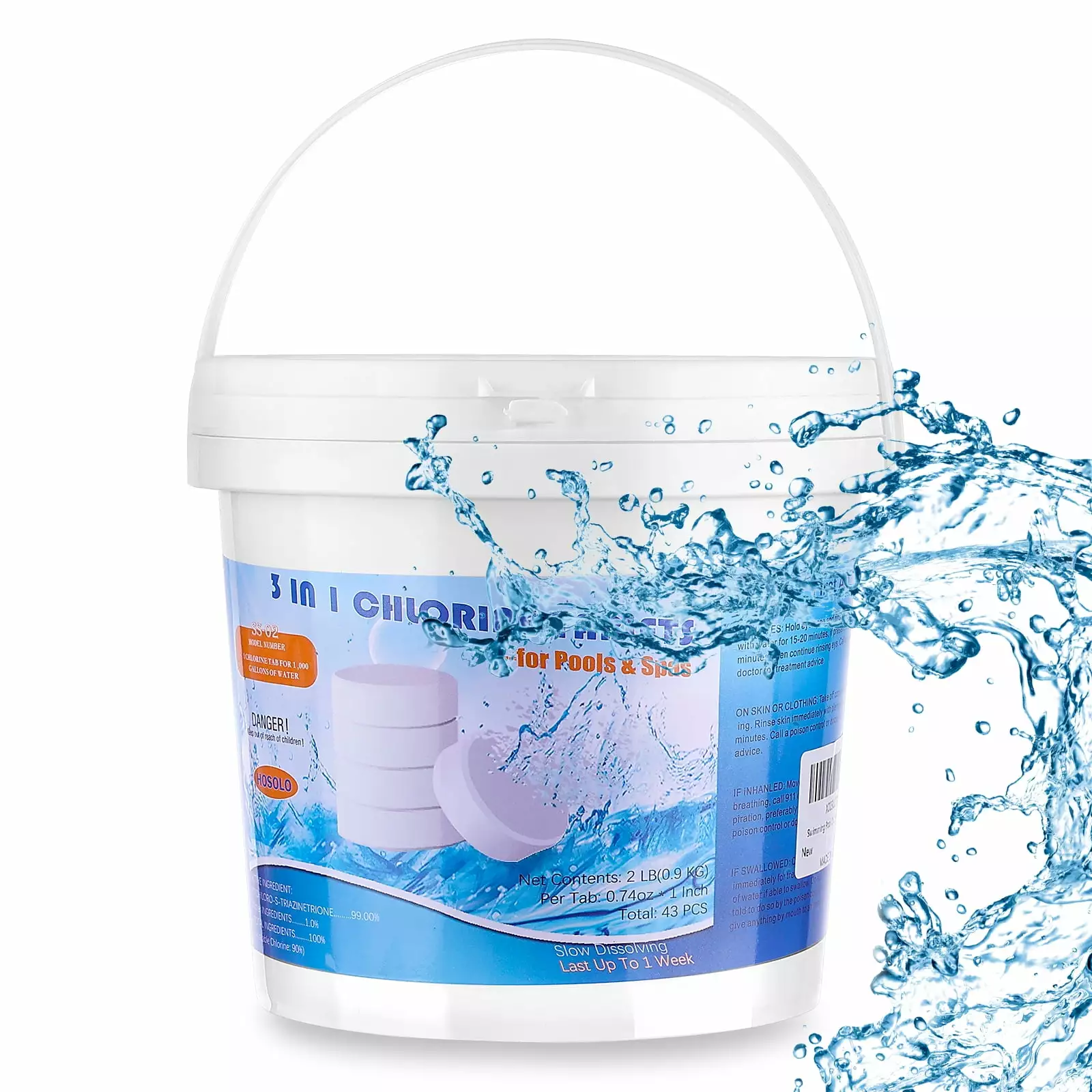 2 LB 1 Inch Swim Pool Cleaner Long Lasting Effective Pool Cleaning Solution Trichlor