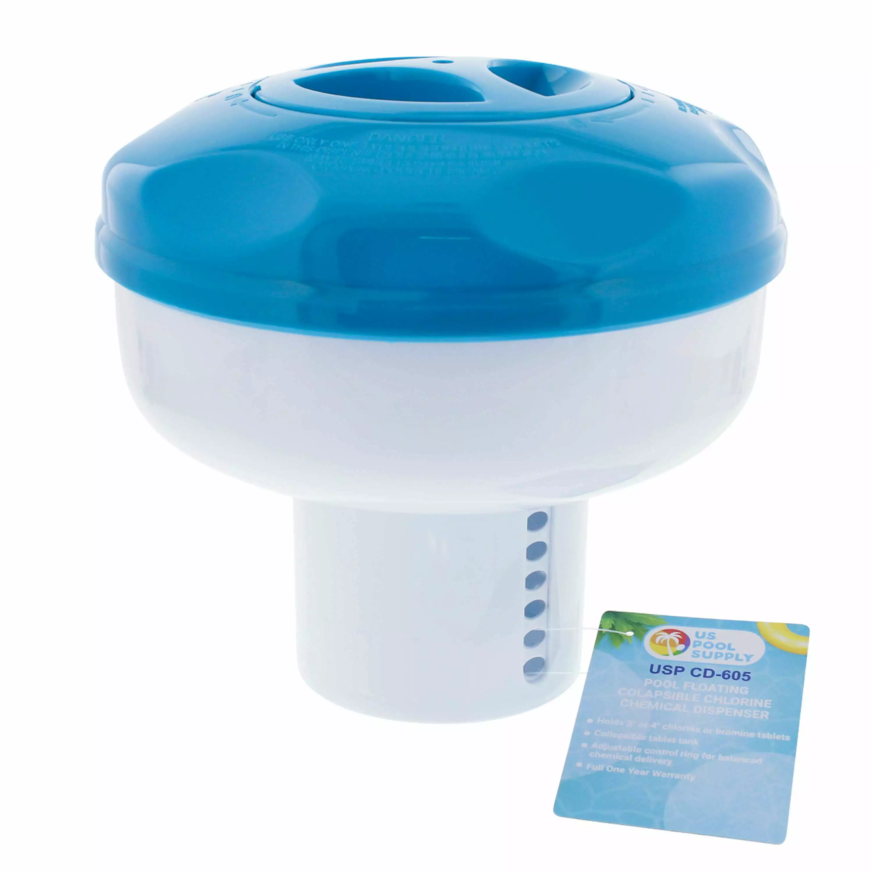 U.S. Pool Supply Floating 3-4 Tablet Swimming Pool Chlorine Chemical Dispenser
