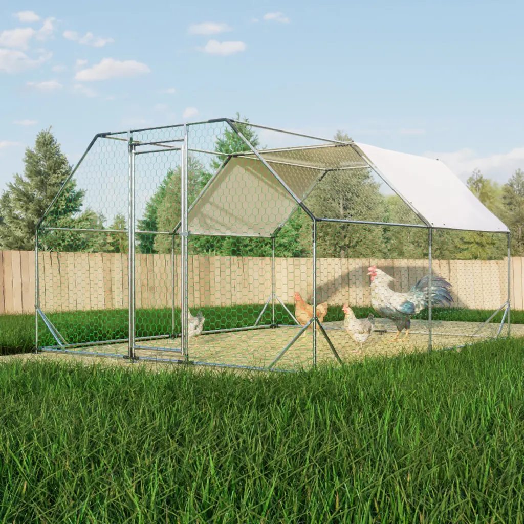 10 Ft. X 13 Ft. Galvanized Large Metal Walk Chicken Coop Cage Farm w2505