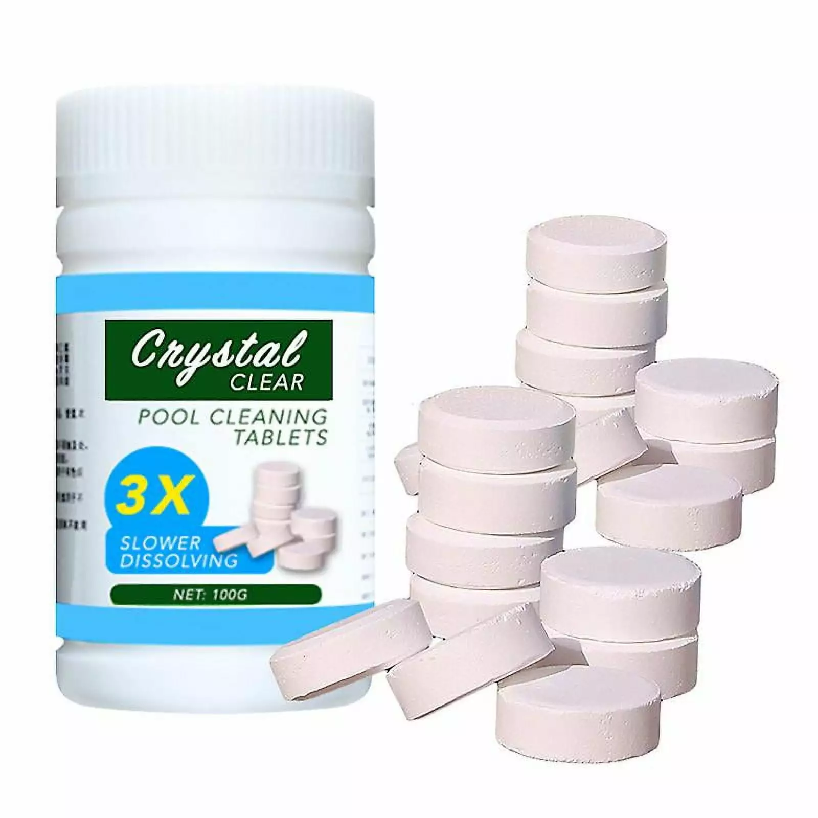 100pcs Pool Cleaning Tablets Floating Chlorine Dispenser Hot Tubs and Pools DOTDROPTRY