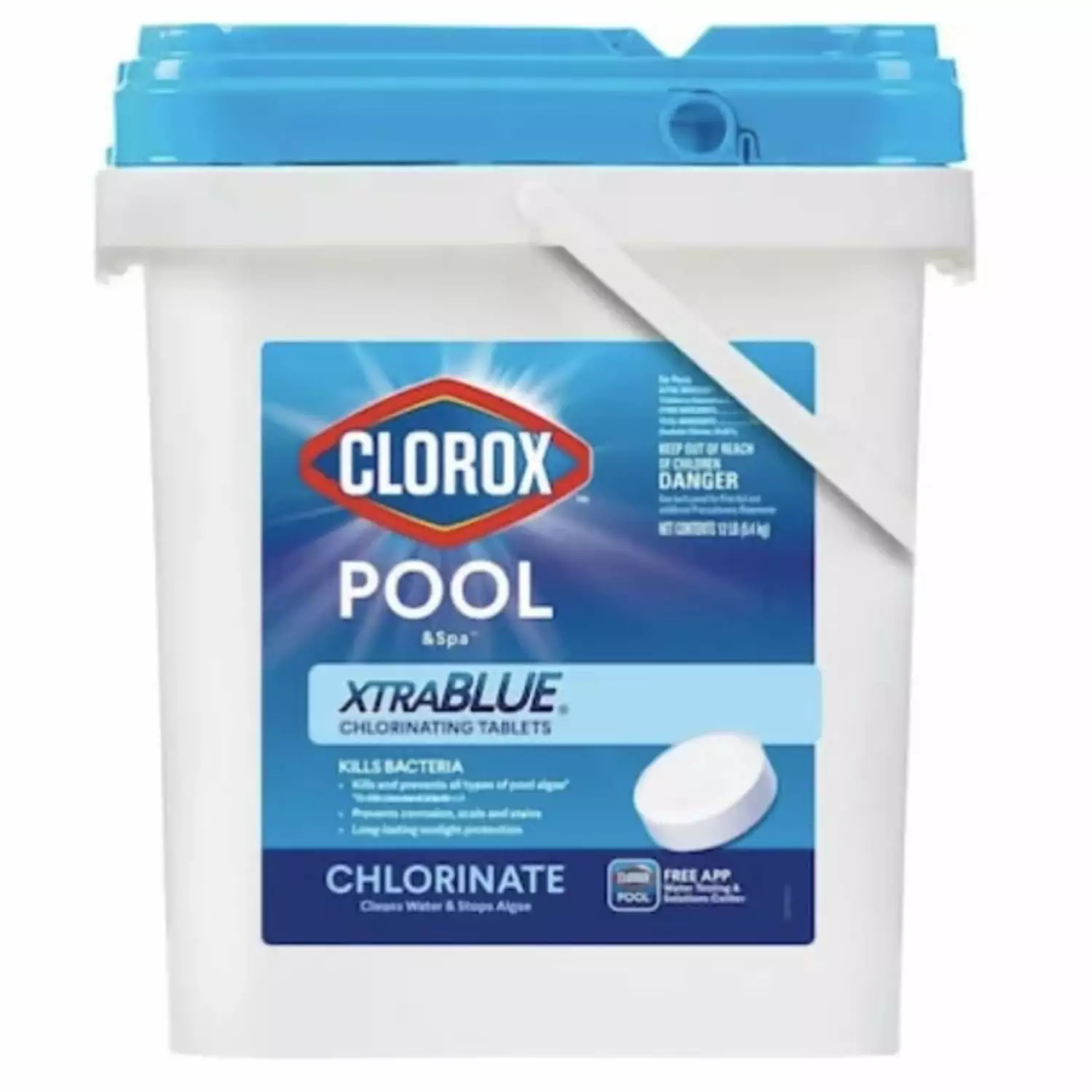 Clorox Pool & Spa XtraBlue Chlorinating Tablets 12 lb Bucket 3- Pool Chlorine Tabs