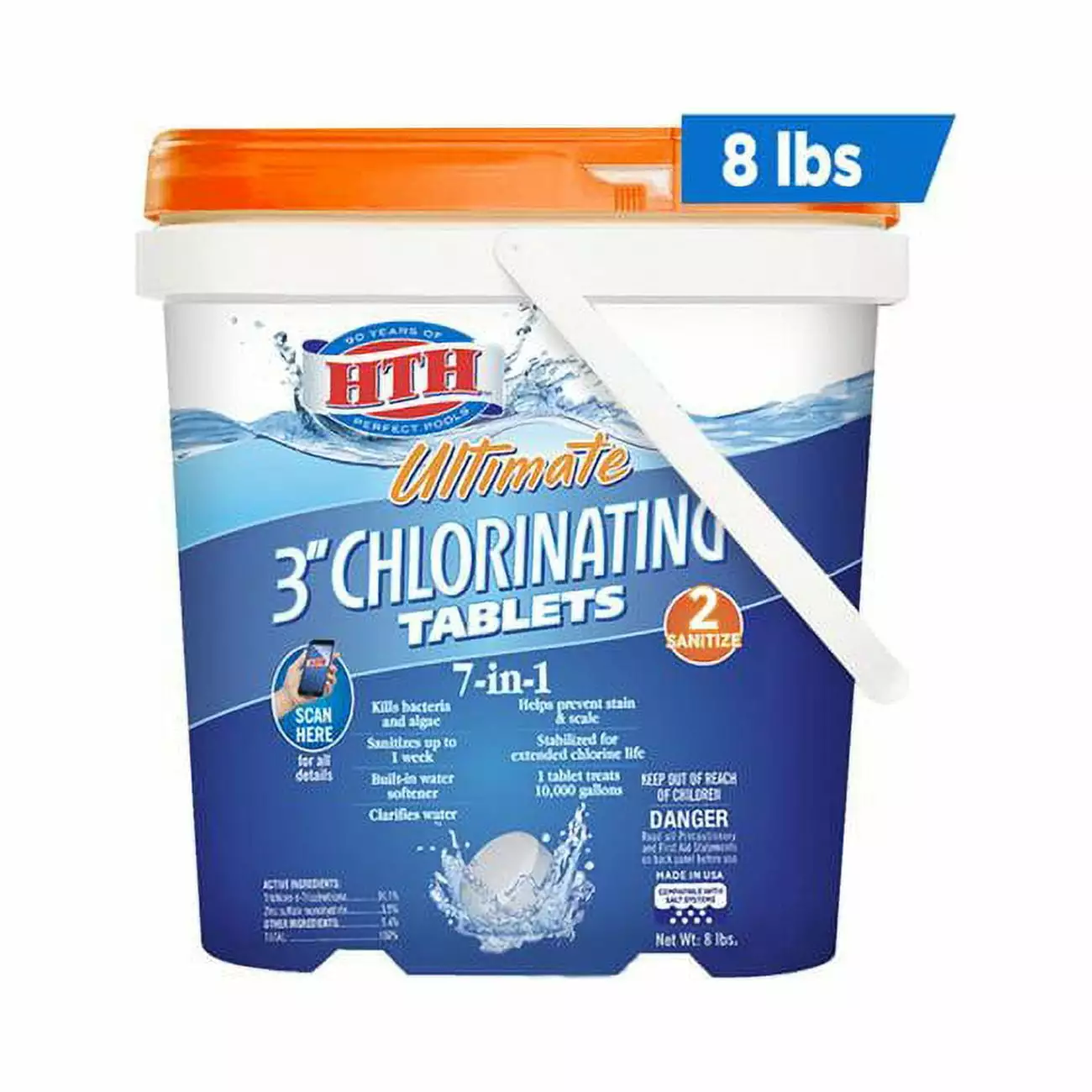 HTH 8 lbs Ultra Tablet Chlorinating Chemicals Swimming Pools Long-Lasting