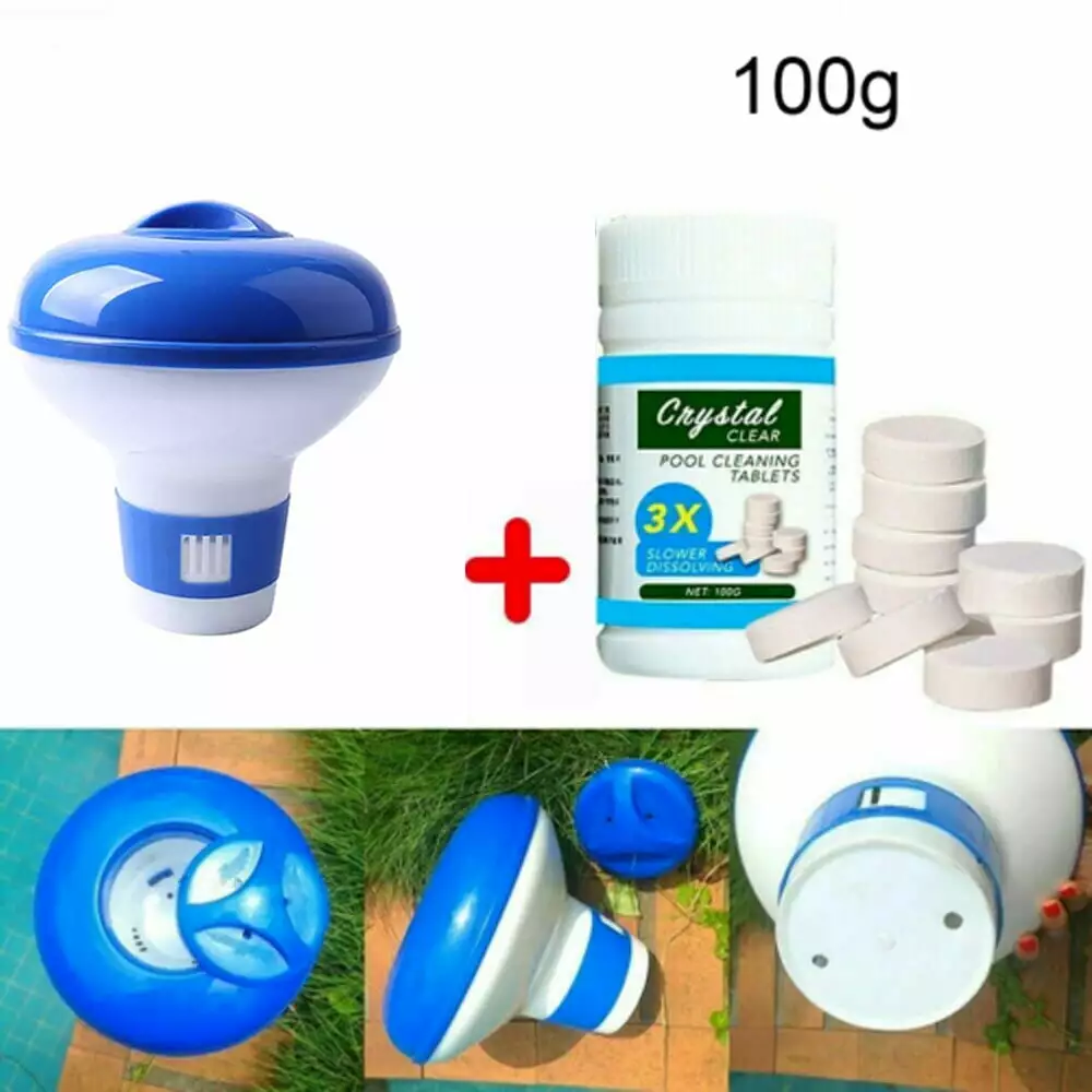 100 Pool Cleaning Tablets Floating Chlorine Dispenser Hot Tubs and Pools Leyeet
