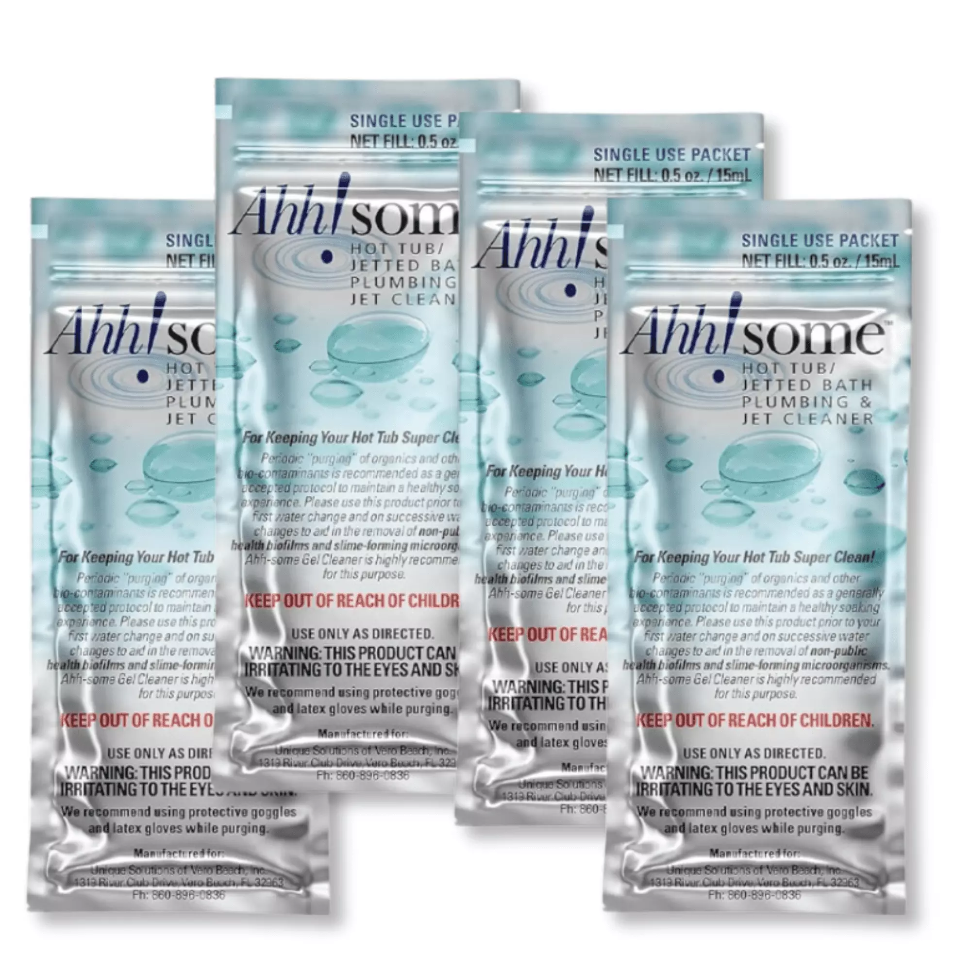 Ahh-Some Hot Tub Cleaner and Purge Packet Clean Pipes Jet Line and Jets Gunk Build Up Pack 4