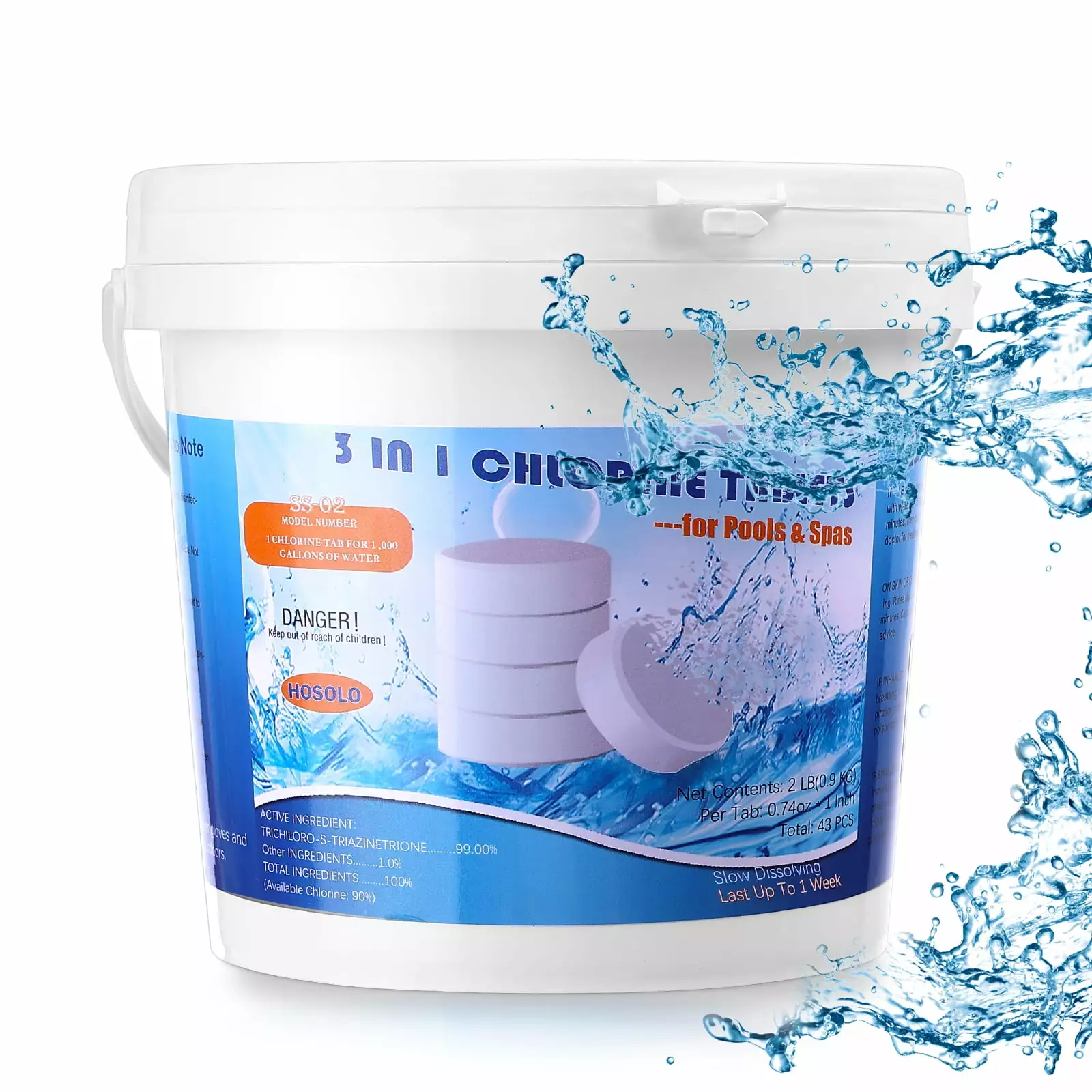 1 Inch 2 LB Swimming Pool Cleaner Long Lasting Effective Cleaning Trichlor