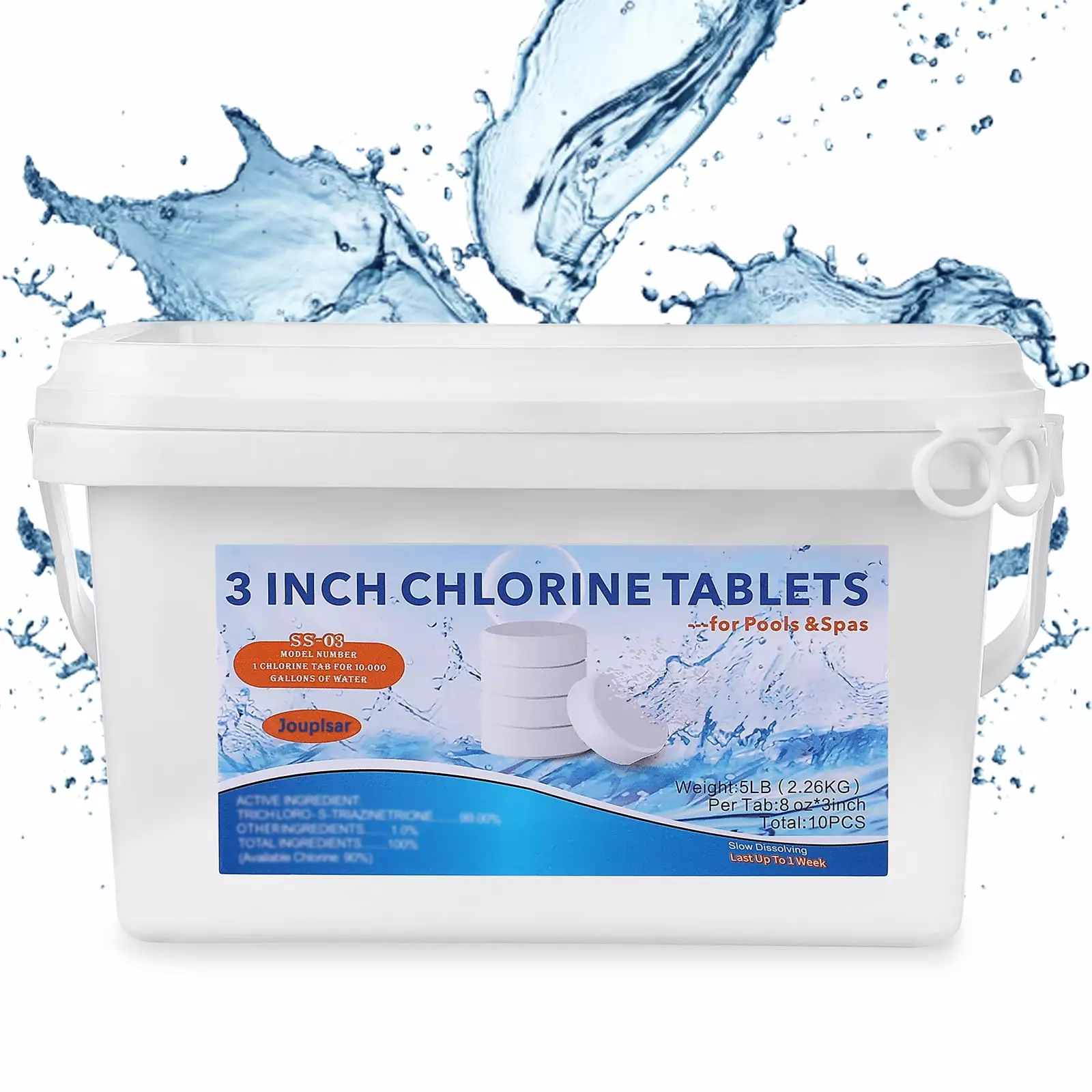 5 LB Pool Cleaner 3 Inch Swimming Pool Clear - Long Lasting Effective Pool Chemical Trichlor