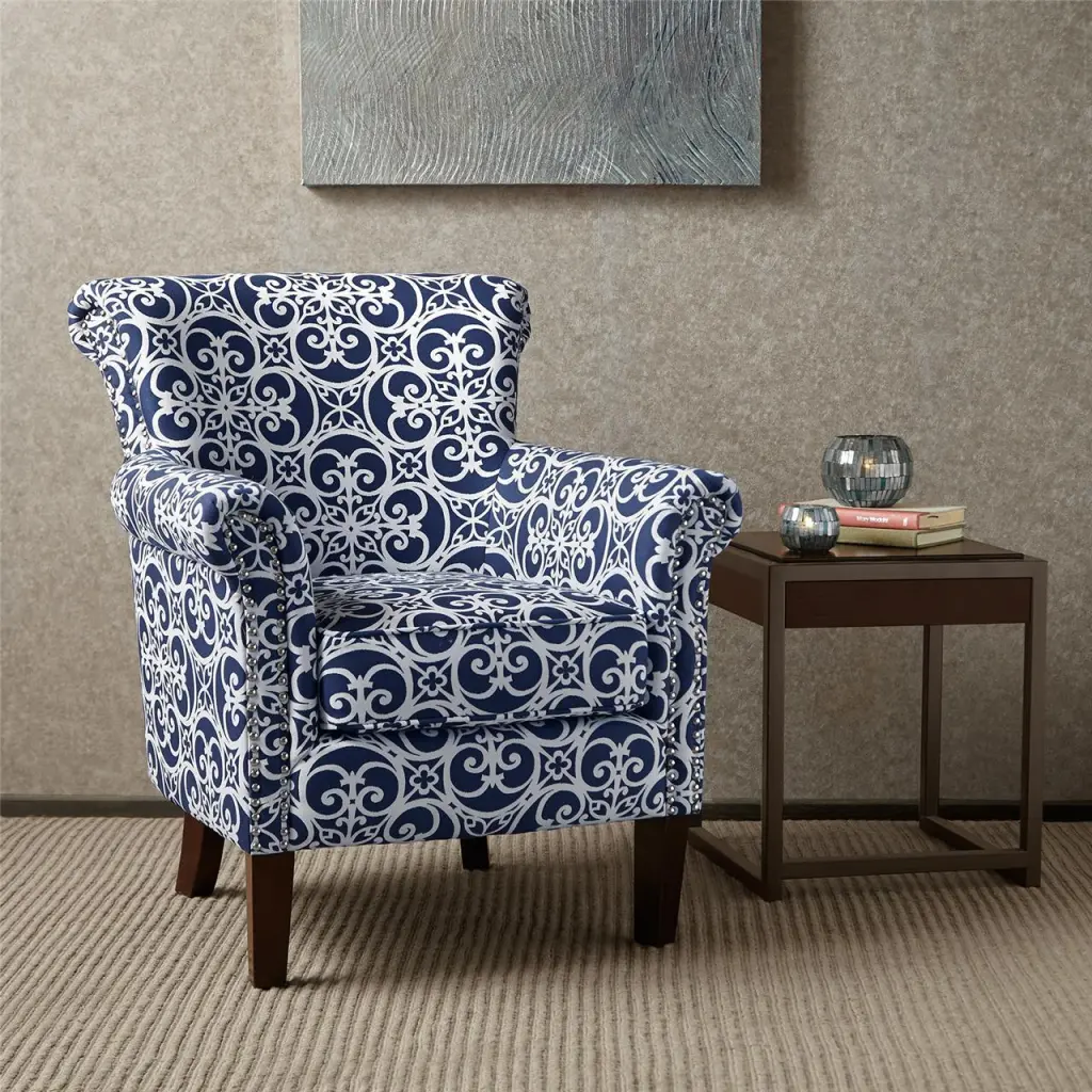 Brooke Tight Back Club Chair Navy Solid Wood Frame jla