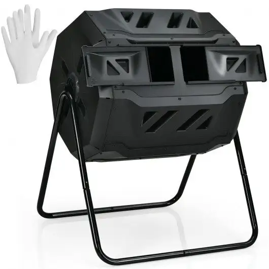 100-Gallon Compost Bin Tumbler Double Rotating Composter Fast Furnishings