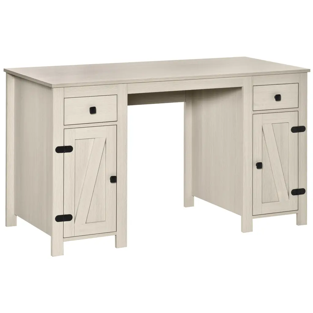 Homcom Farmhouse Computer Desk Storage, Home Office Desk 2 Drawers and Shelf aosom business