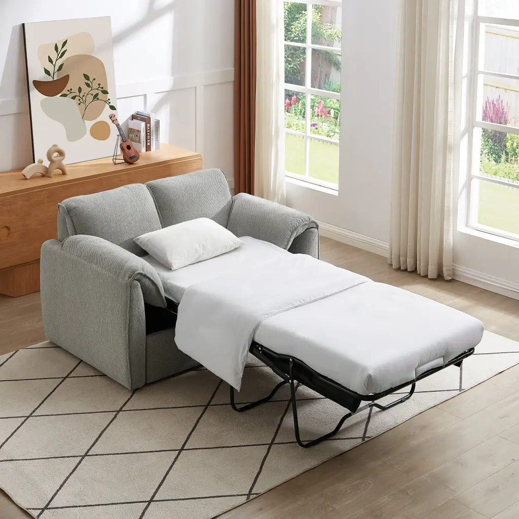 Chenille Sofa Bed Modern Convertible Couch Plush Ease and Durability normicore