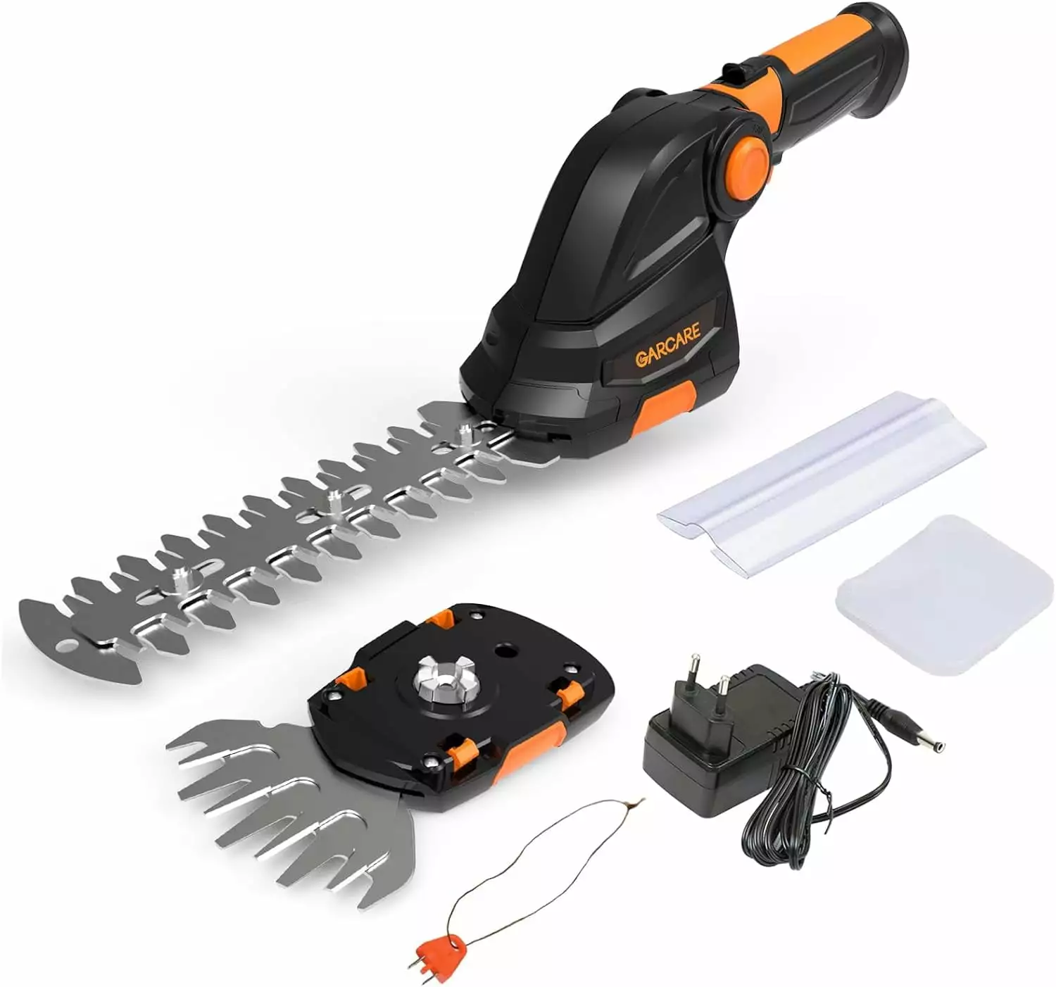 GARCARE 2 1 Grass Shears & Mini Hedge Trimmer. Cordless Handheld Bush Trimmer 1500mAh Built- Battery