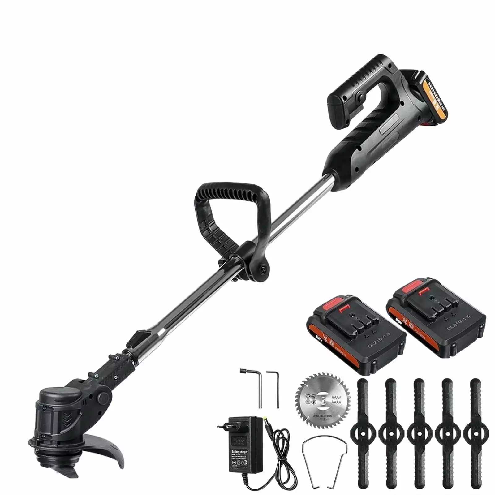 24V 1000W Cordless Electric Lawn Mower 10000RPM Wireless Grass Trimmer Kit 2 Li-Ion Battery Adjustable Handle Garden Tools...
