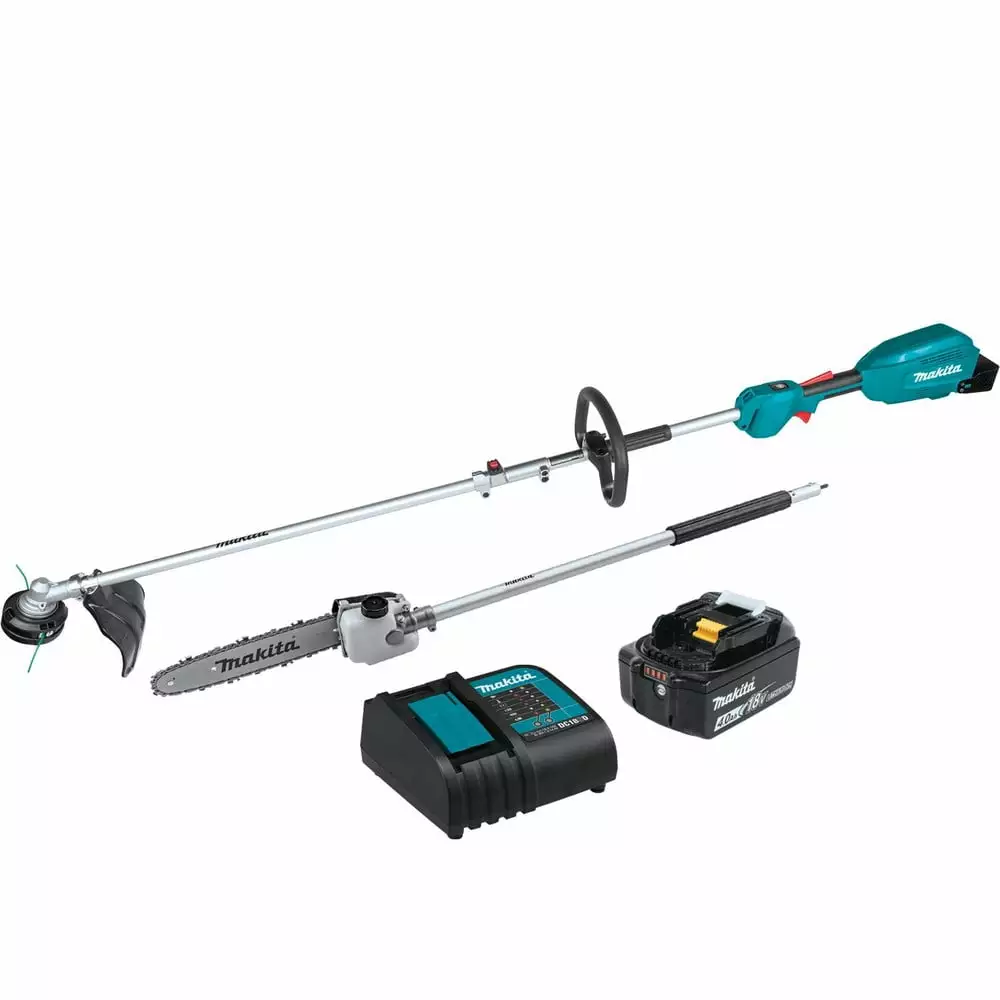 Makita XUX02SM1X4 18V LXT Brushless Lithium-Ion Couple Shaft Power Head Kit 13 . String Trimmer Attachment and 10 . Pole S...