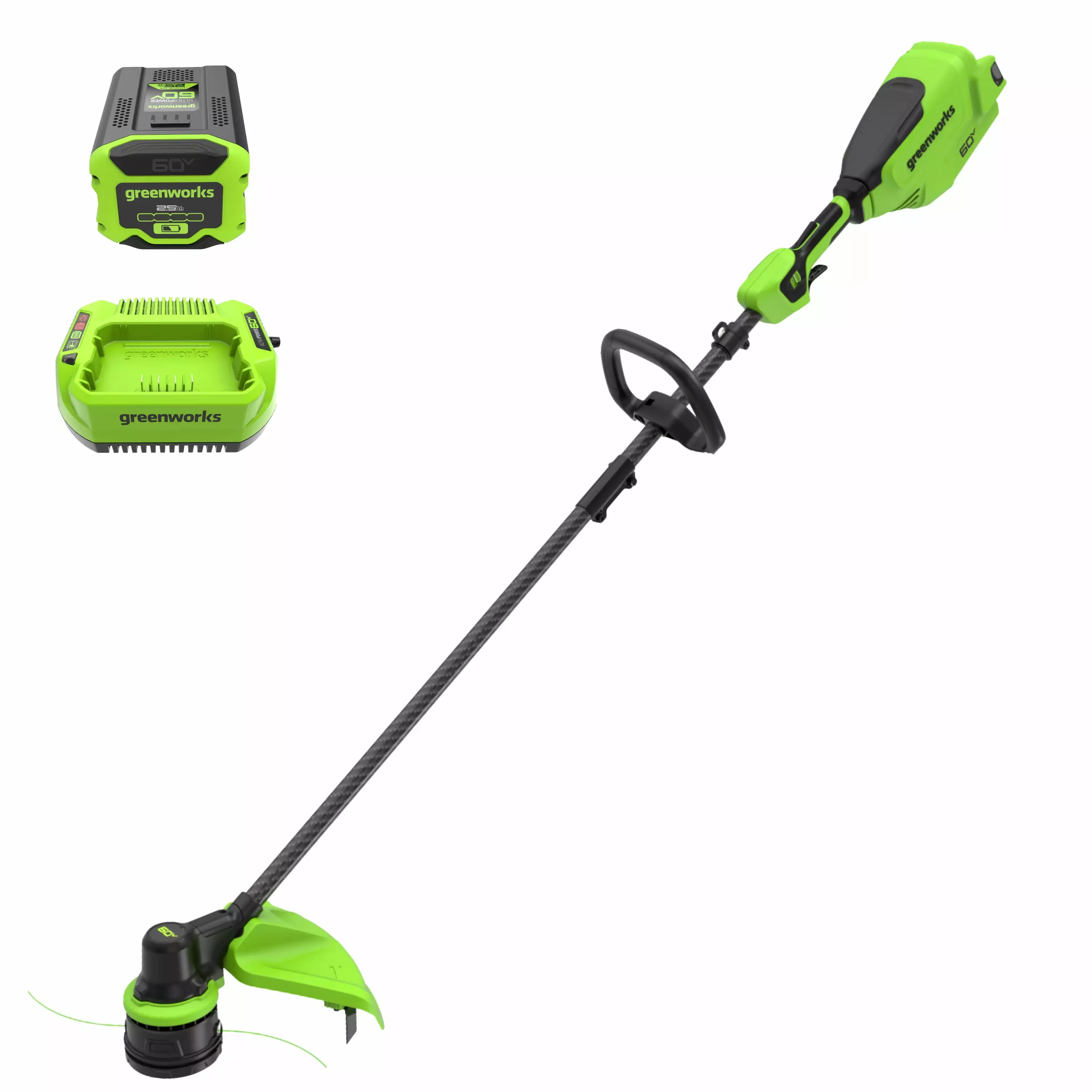 Greenworks 60V 16 Carbon Fiber Shaft String Trimmer (1) 2.5 Ah Battery & 3A Charger 2136502