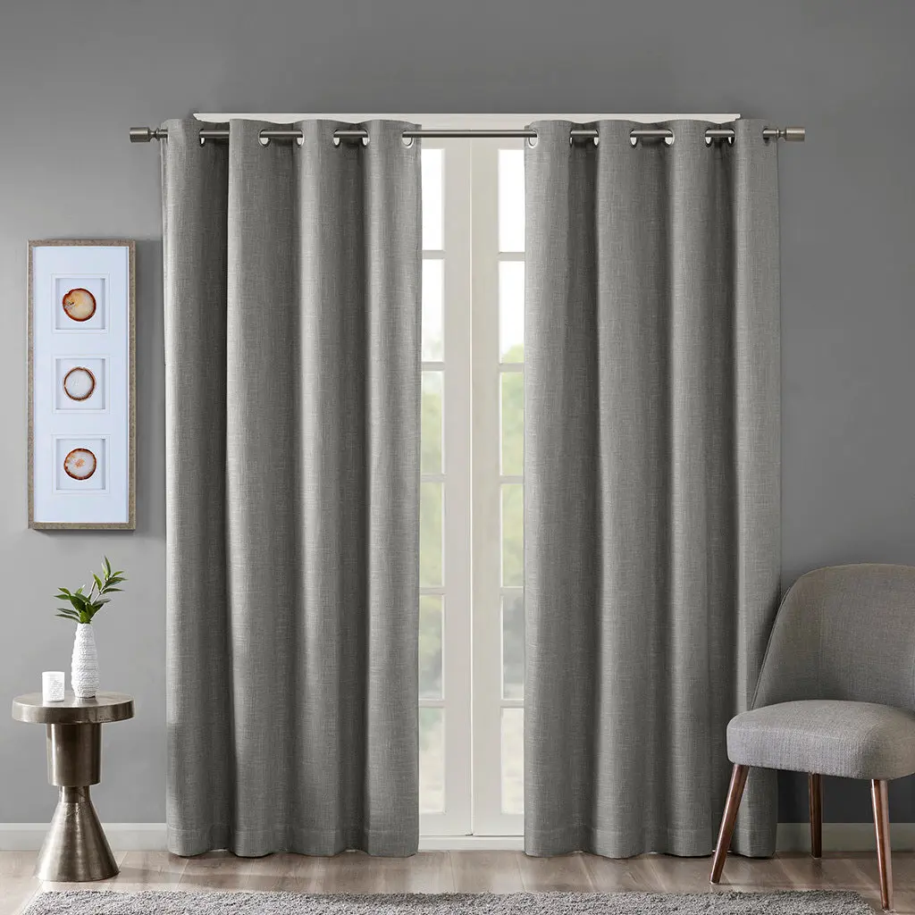 Printed Heathered Blackout Grommet Top Drape Panel Single Panel jla