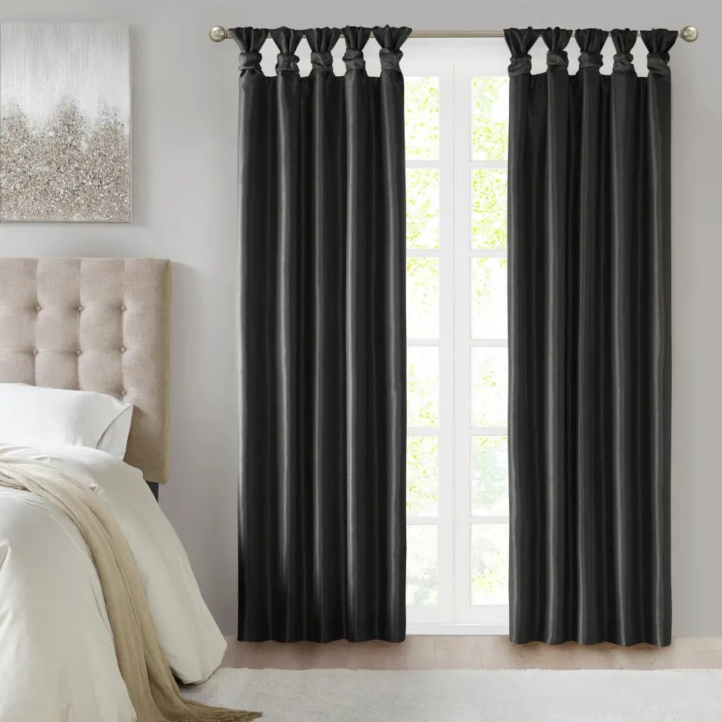 Twist Tab Total Blackout Window Curtain Panel Black 50X95 Inches jla