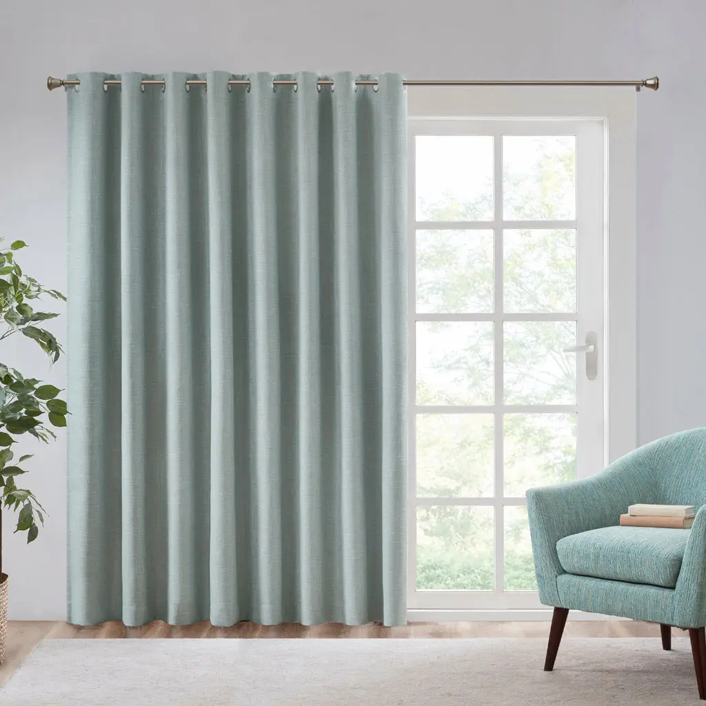 Printed Heathered Blackout Window Patio Panel Dusty Seafoam Polyester jla