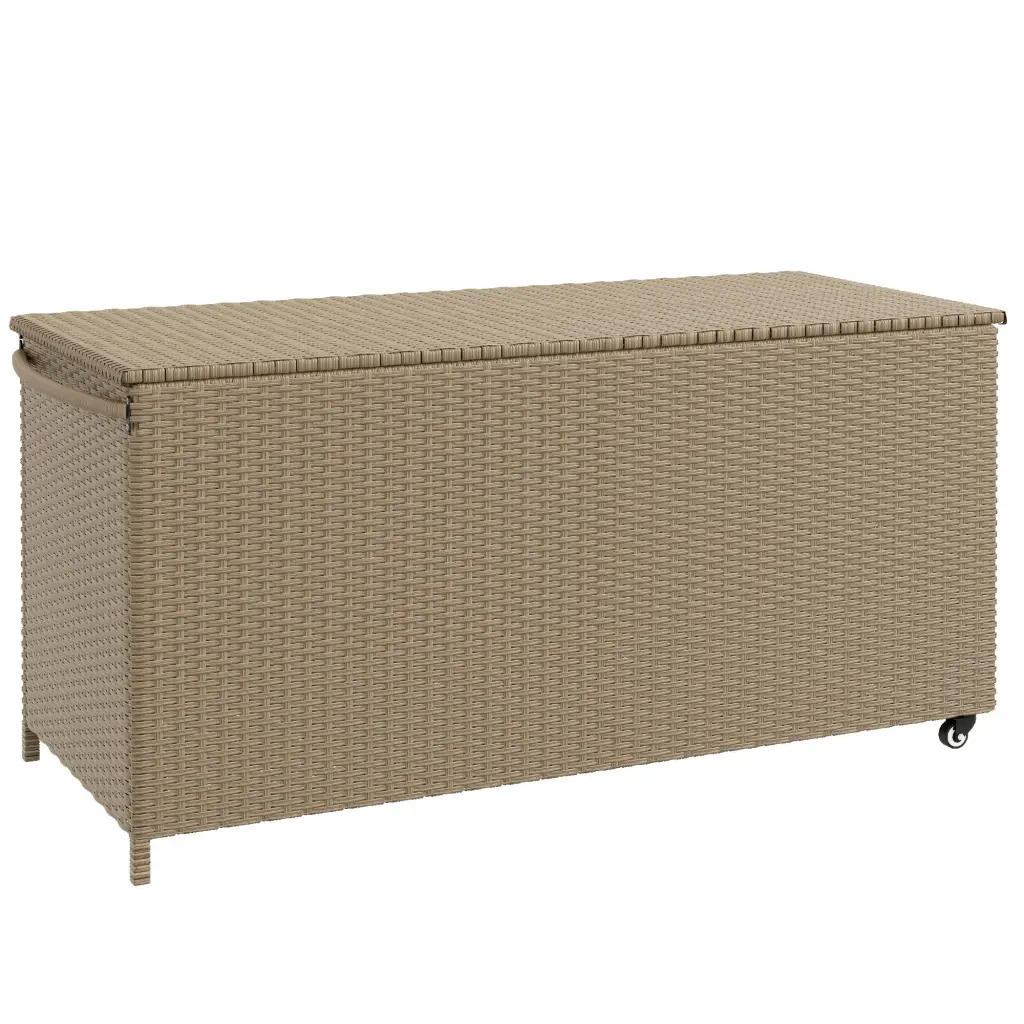 Outsunny 83 Gallon Deck Box Large Outdoor Storage Chest PE Wicker Trunk Patio Garden Furniture aosom business