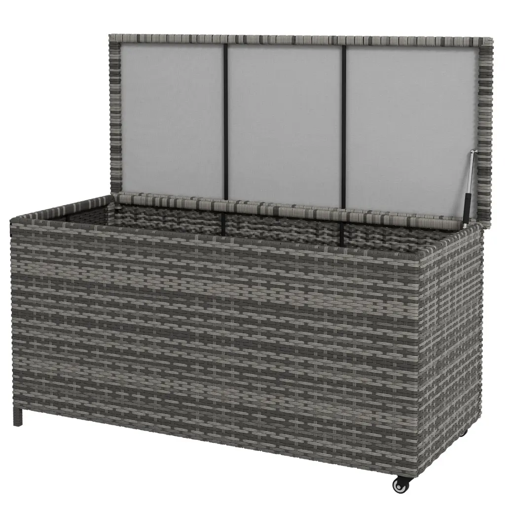 Outsunny 83 Gallon Large Outdoor Storage Chest PE Wicker Deck Box aosom business