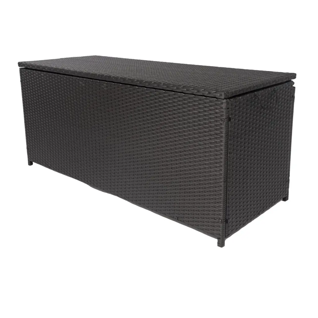 Outdoor Storage Box 113 Gallon Wicker Patio Deck Box Lid Weather Resistant eelifee