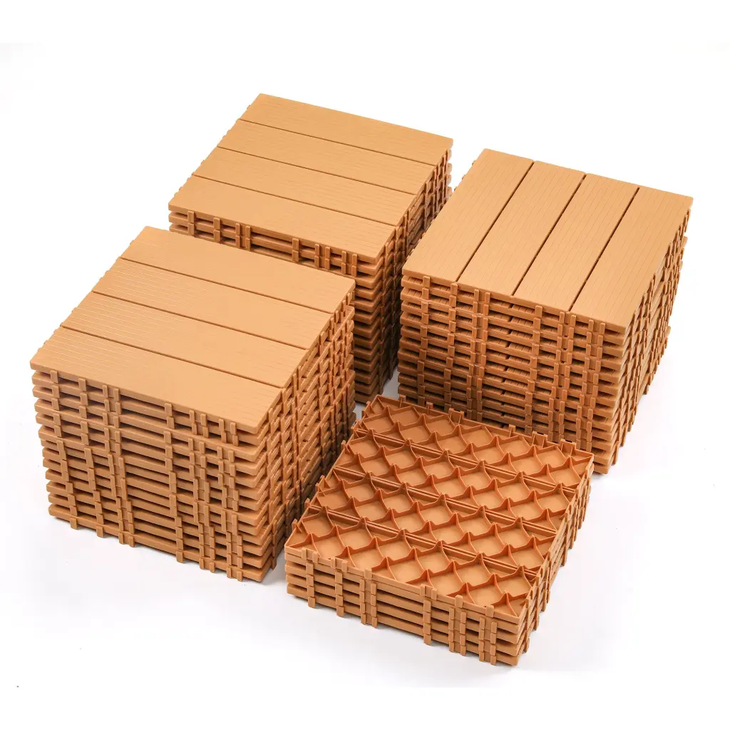 44 Pack Plastic Interlocking Deck Tiles 12x12 Inches Outdoor Terrace Patio beiru home