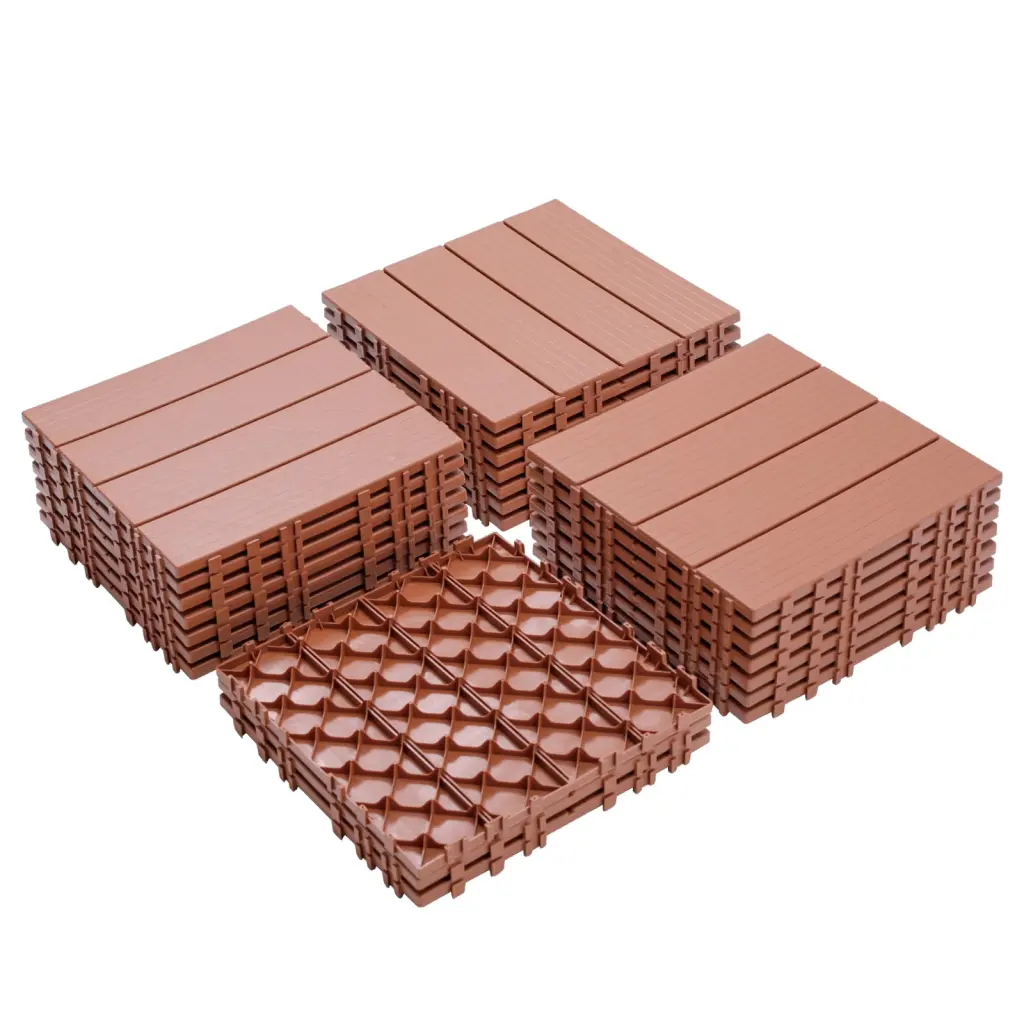 Plastic Interlocking Deck Tiles 11.8X11.8 Pack 44 Patio Flooring Tiles w2882